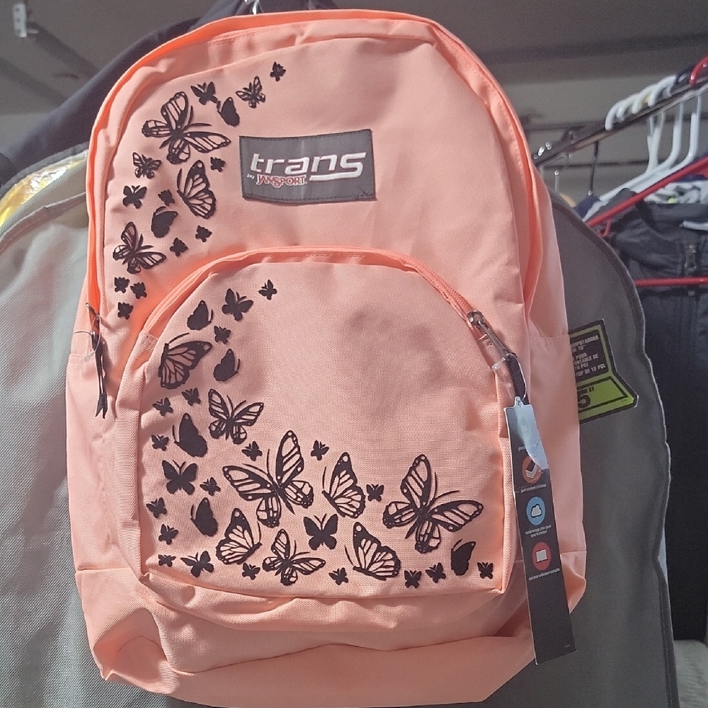 Jansport Orange Backpack Floral Design